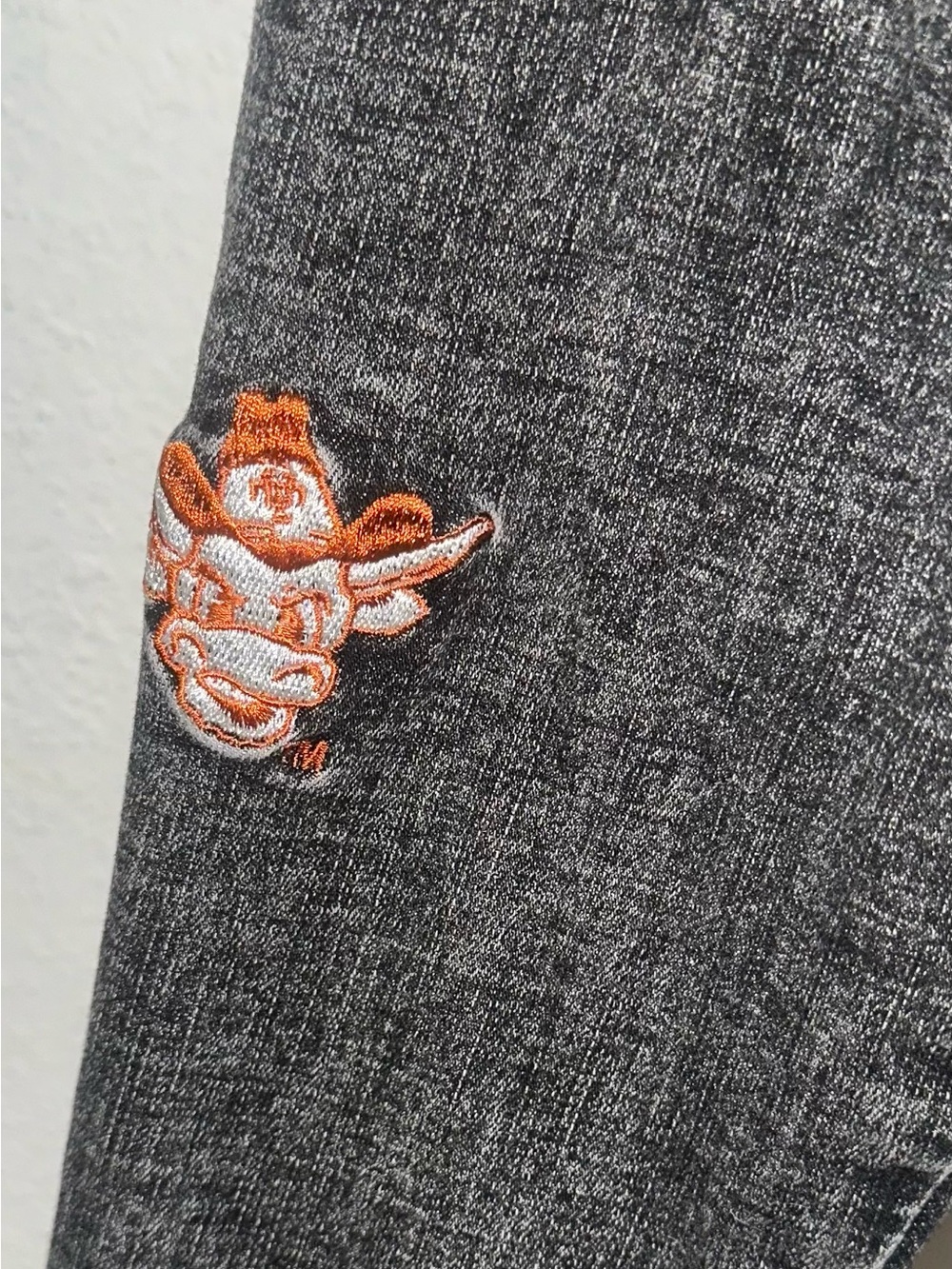 University of Texas Script Button-Down Shirt in Orange on Charcoal - Picture 9 of 10